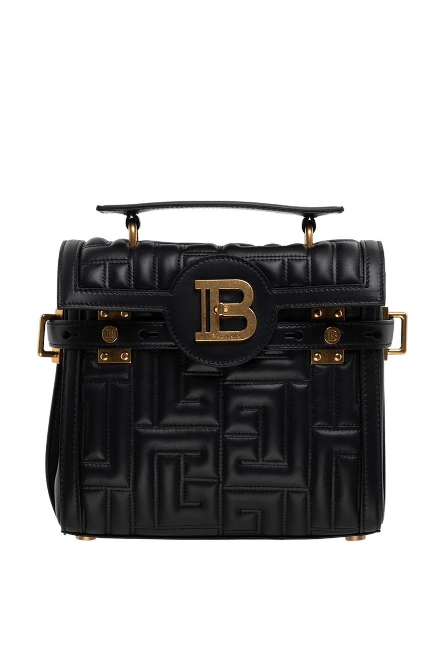 Balmain Сумка зі шкіри чорна жіноча - позолочений логотип та металеві елементи, тиснення монограми. поворотний замок. натуральна шкіра. Країна виробник: Італія. Догляд: спеціалізоване чищення - фото 1