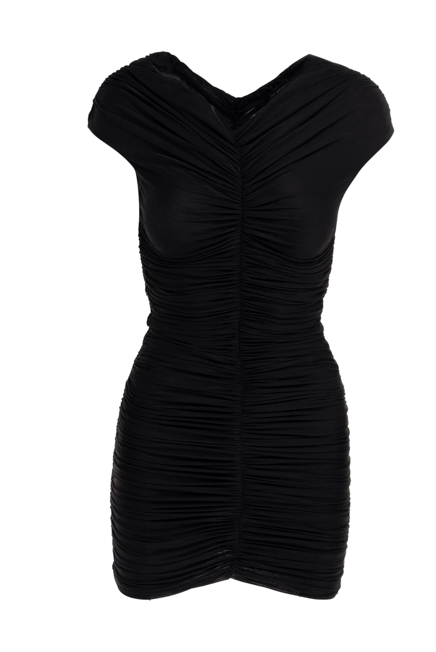 The Andamane Black polyamide and elastane dress for women - seam, pleats, V-neck. 90% polyamide, 10% elastane. Country of manufacture: Italy. Care: specialized cleaning - photo 1