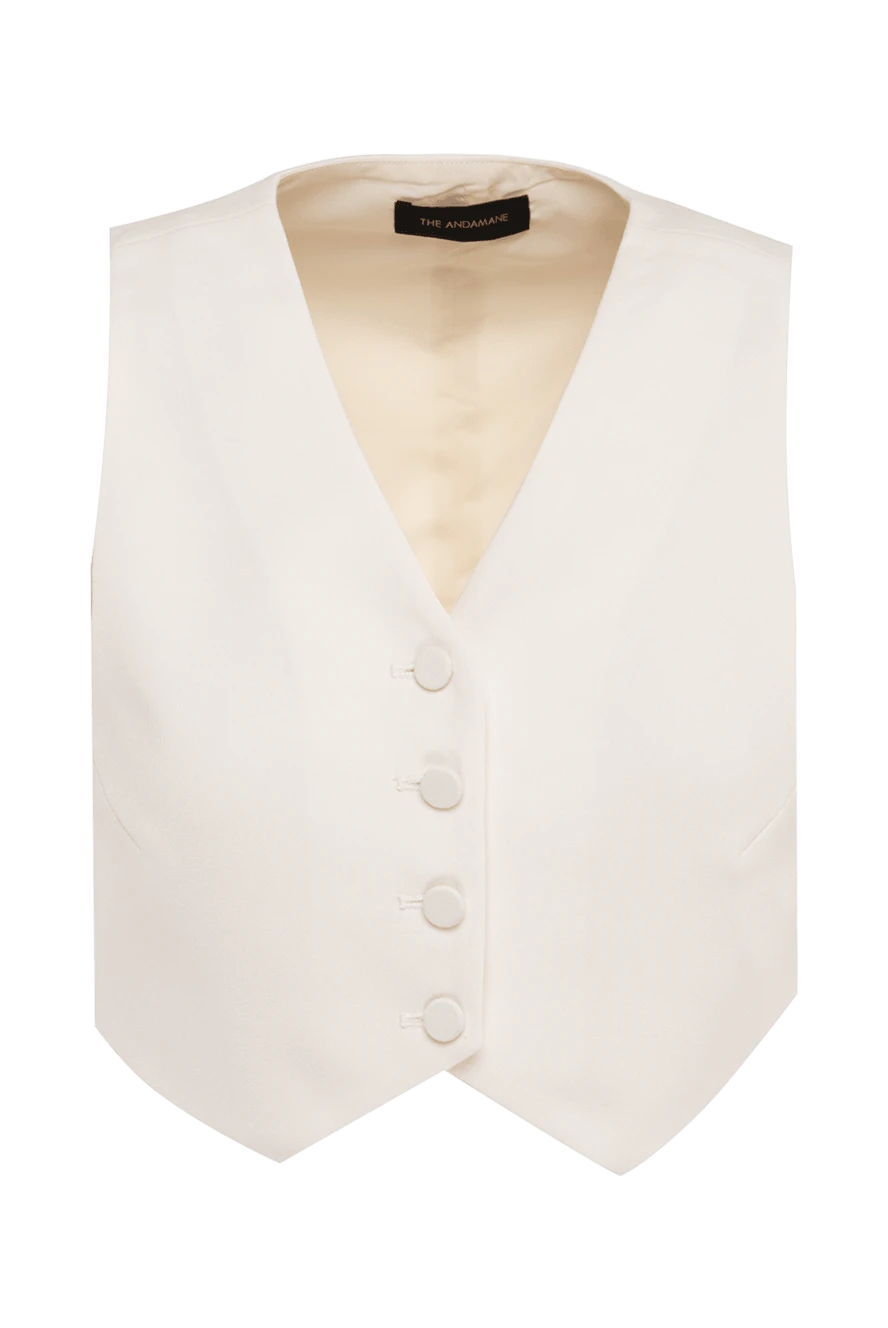 The Andamane White suit vest for women - 68% polyester, 29% viscose, 3% elastane. four pockets. buttons, belt. Country of manufacture: Italy. Care: specialized cleaning - photo 1