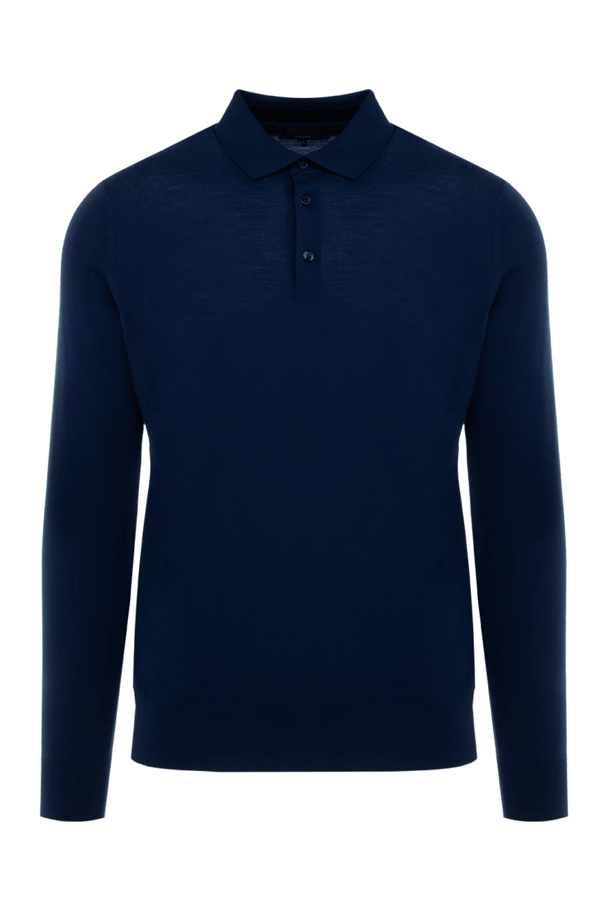 Loro Piana Polo with long sleeves made of wool blue for men - 100% wool. Country of manufacture: Italy. Care: specialized cleaning - photo 1