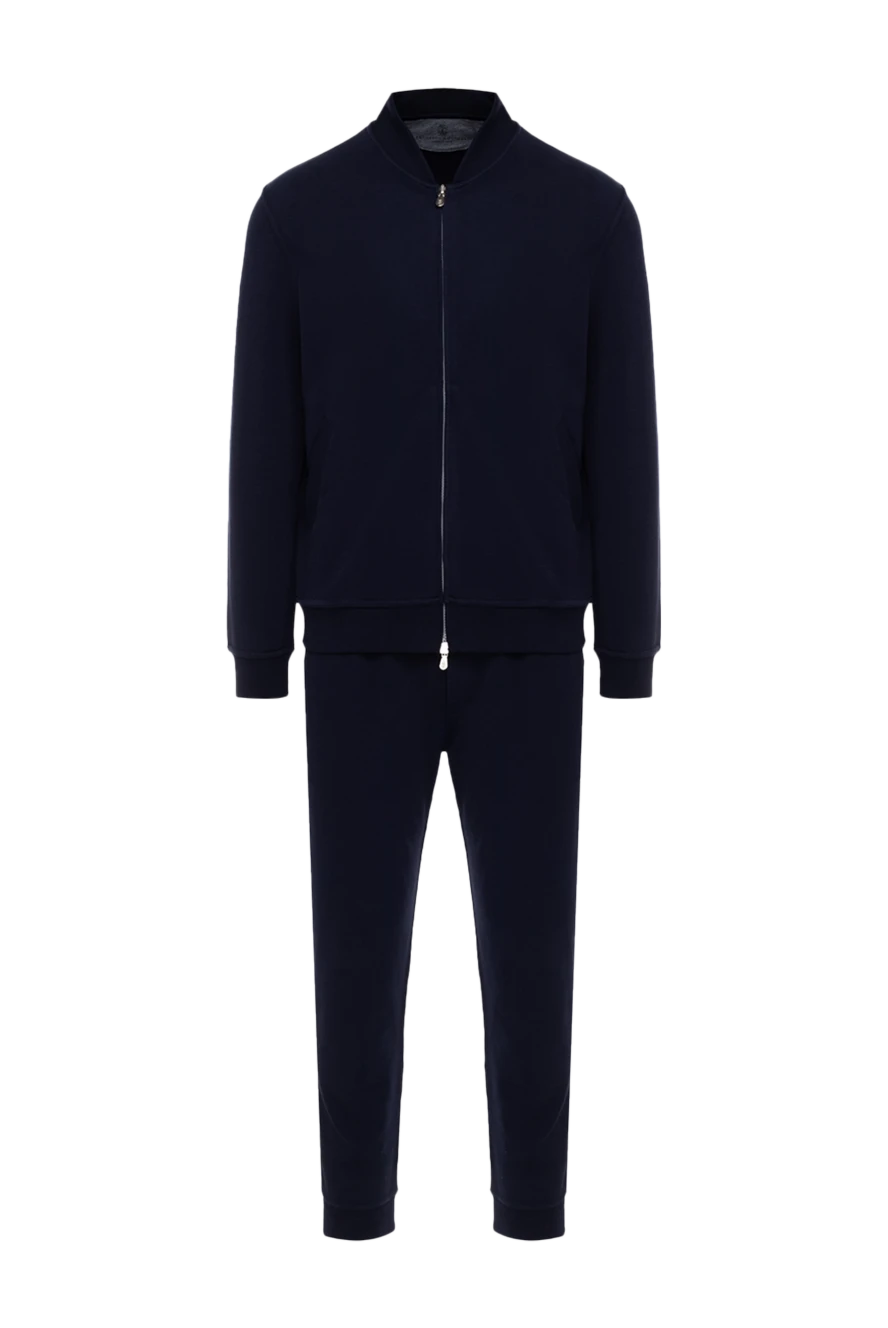 Brunello Cucinelli Men's walking suit made of cotton and polyamide blue - 93% cotton, 7% polyamide. Closure: zipper. Country of manufacture: Italy. Care: specialized cleaning - photo 1