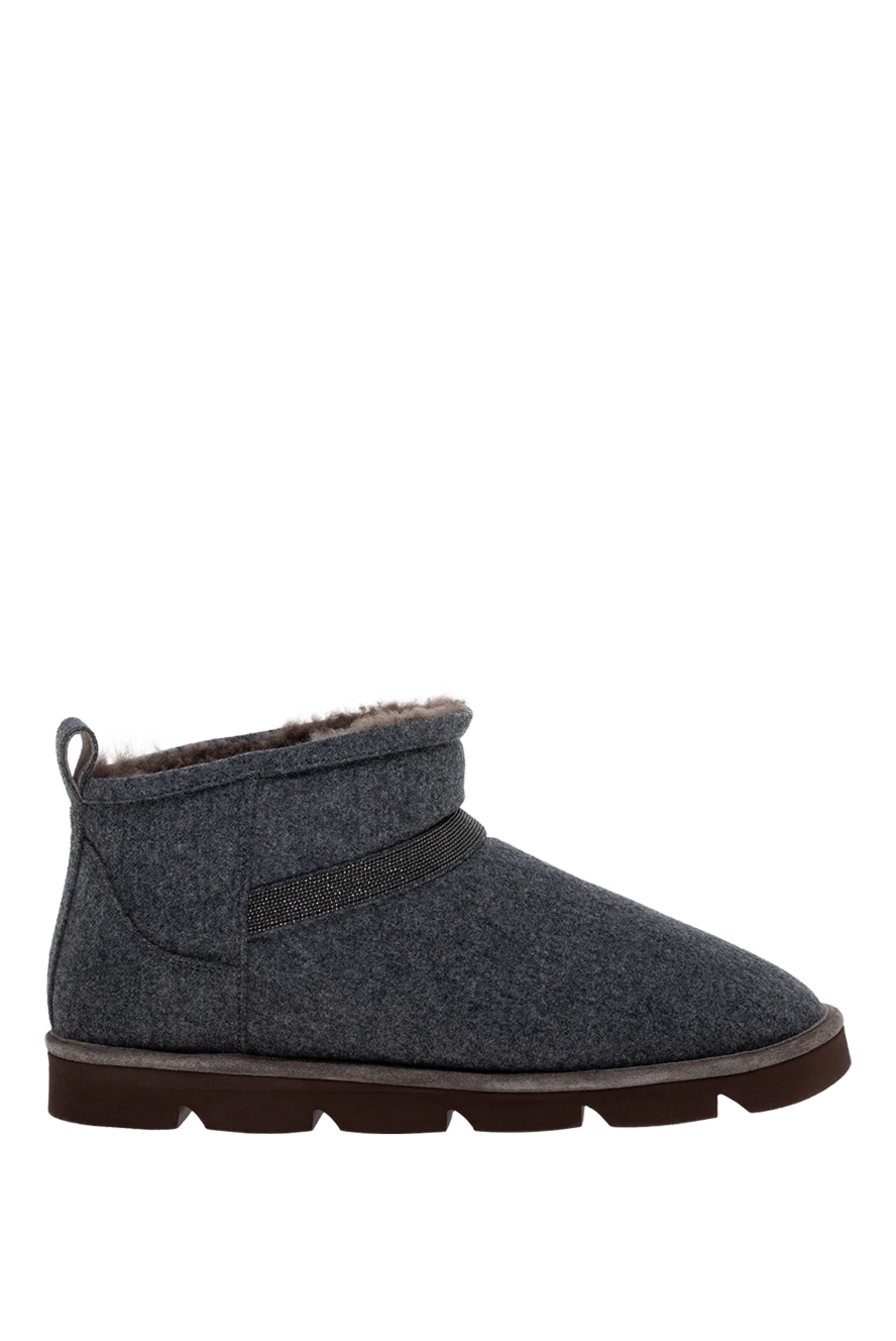 Brunello Cucinelli Gray women's fur ugg boots - Monili ribbon. 100% fur. Sole height: 3 cm. Country of manufacture: Italy. Care: specialized cleaning - photo 1