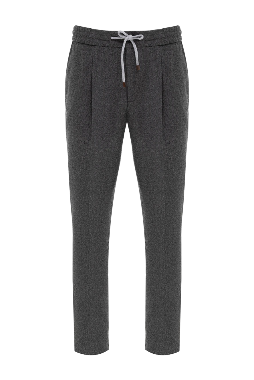 Brunello Cucinelli Брюки из шерсти мужские серые - защипы . 100% шерсть. кулиска. Страна производитель: Италия. Уход: специализированная чистка - фото 1