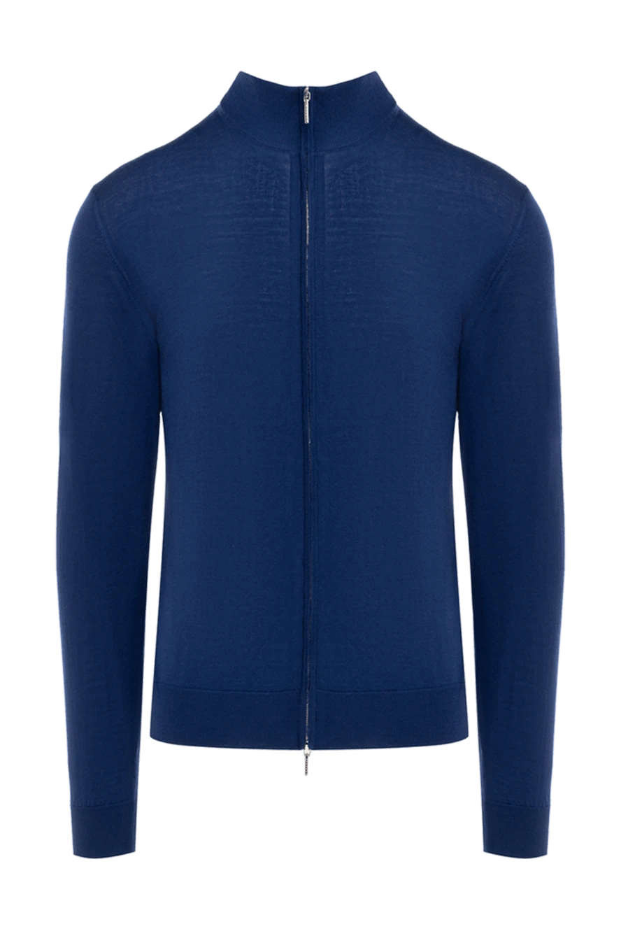 Cesare di Napoli Blue wool cardigan for men - 100% wool. Closure: zipper. Country of manufacture: Italy. Care: specialized cleaning - photo 1