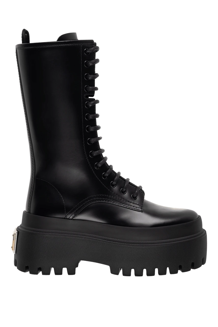 Dolce & Gabbana Boots-martins from polished calfskin - buckle on sole with logo. 70% calfskin 30% viscose. Closure: waxed laces. Outsole: Rubber outsole and tread with logo. Insole: calfskin with signature label. Country of manufacture: Italy. Care: specialized cleaning - photo 1