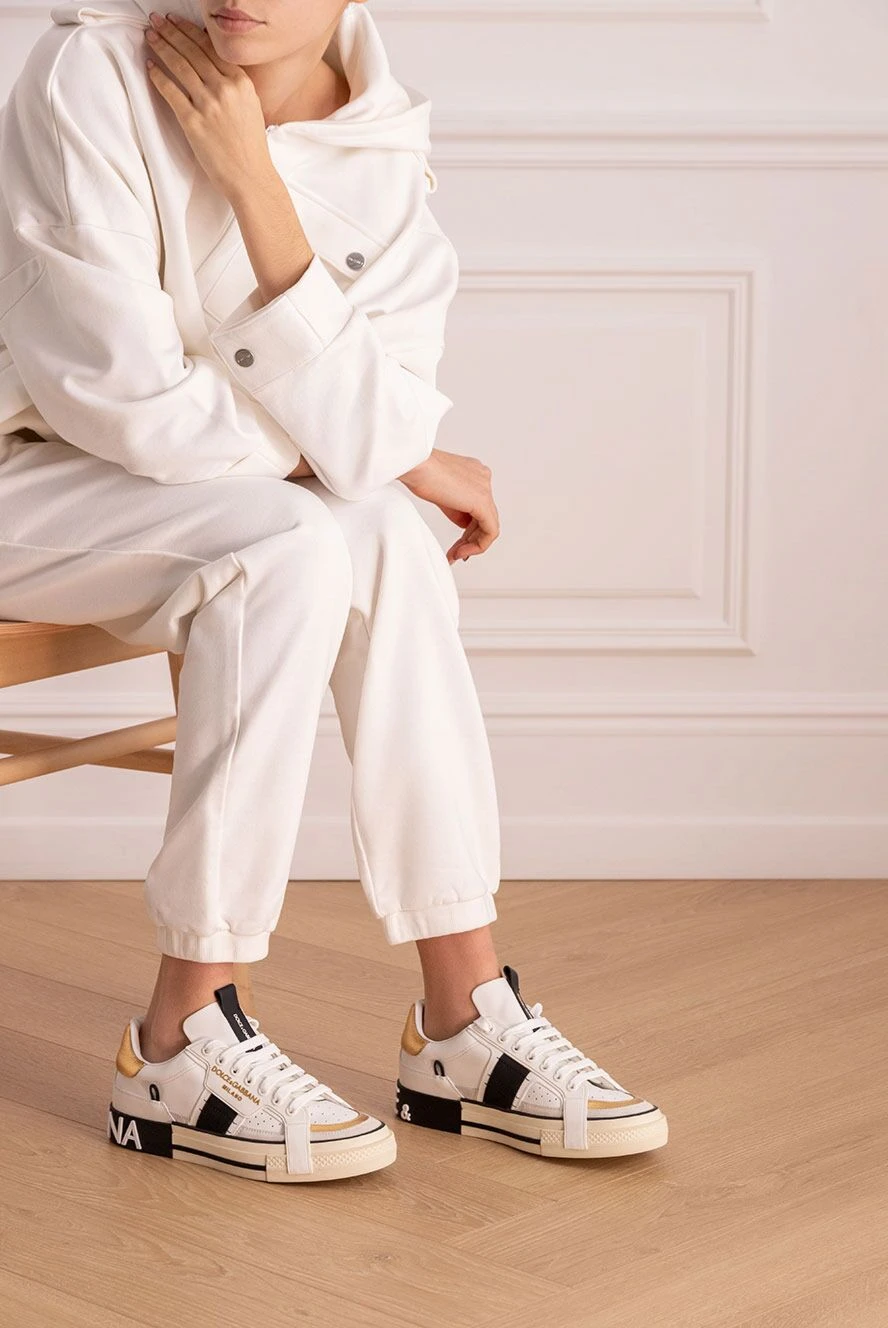 Dolce & Gabbana women's white calfskin sneakers custom 2 Dolce & Gabbana women's white calfskin sneakers custom 2