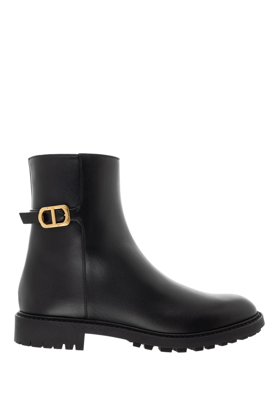 Dior Boots made of genuine leather for women black - buckle. 100% genuine leather. Closure: zipper. Country of manufacture: Italy. Care: specialized cleaning - photo 1