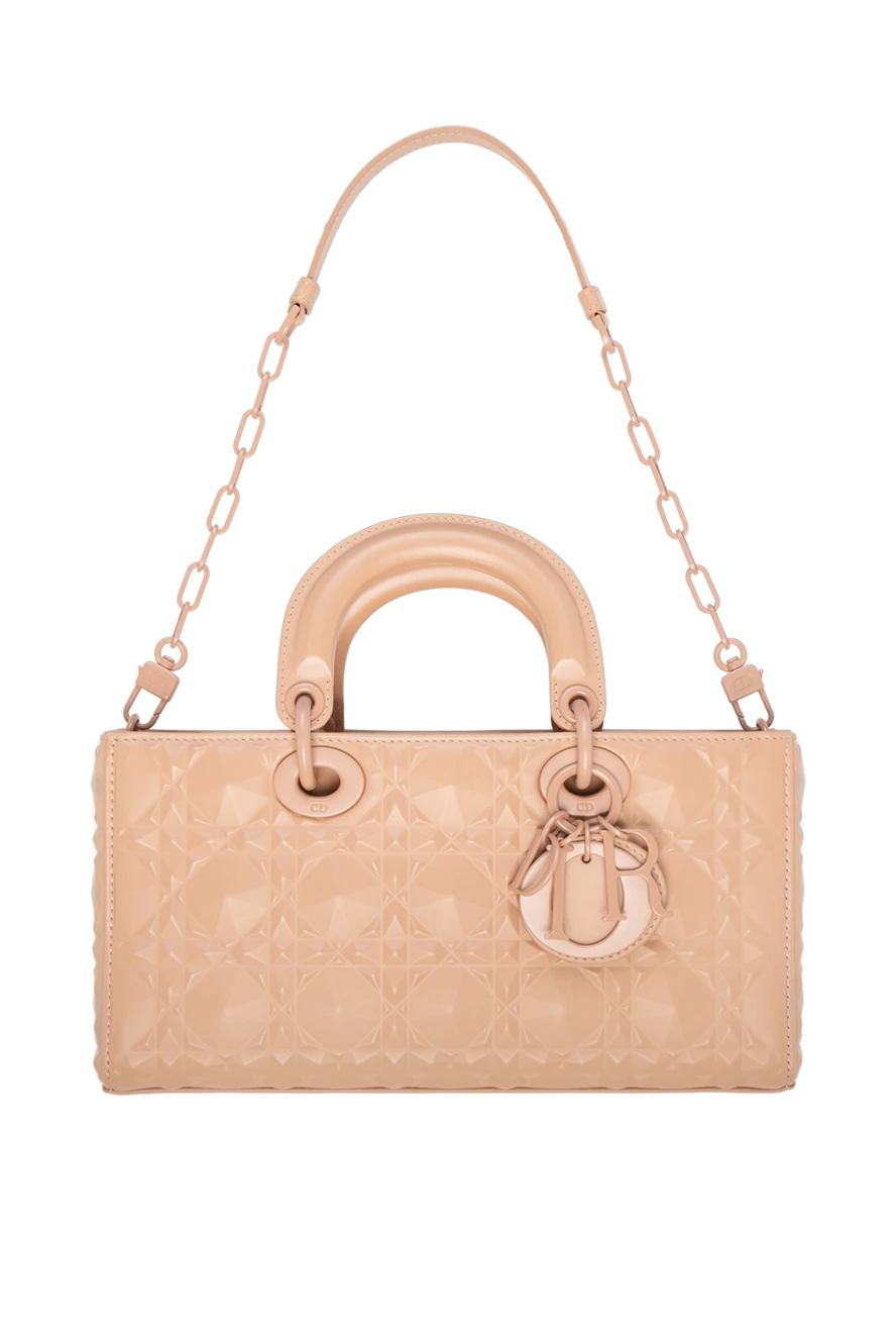 Dior Women's leather bag beige - quilted texture, logo. 100% lamb leather. inside pocket. Country of manufacture: Italy. Care: specialized cleaning - photo 1