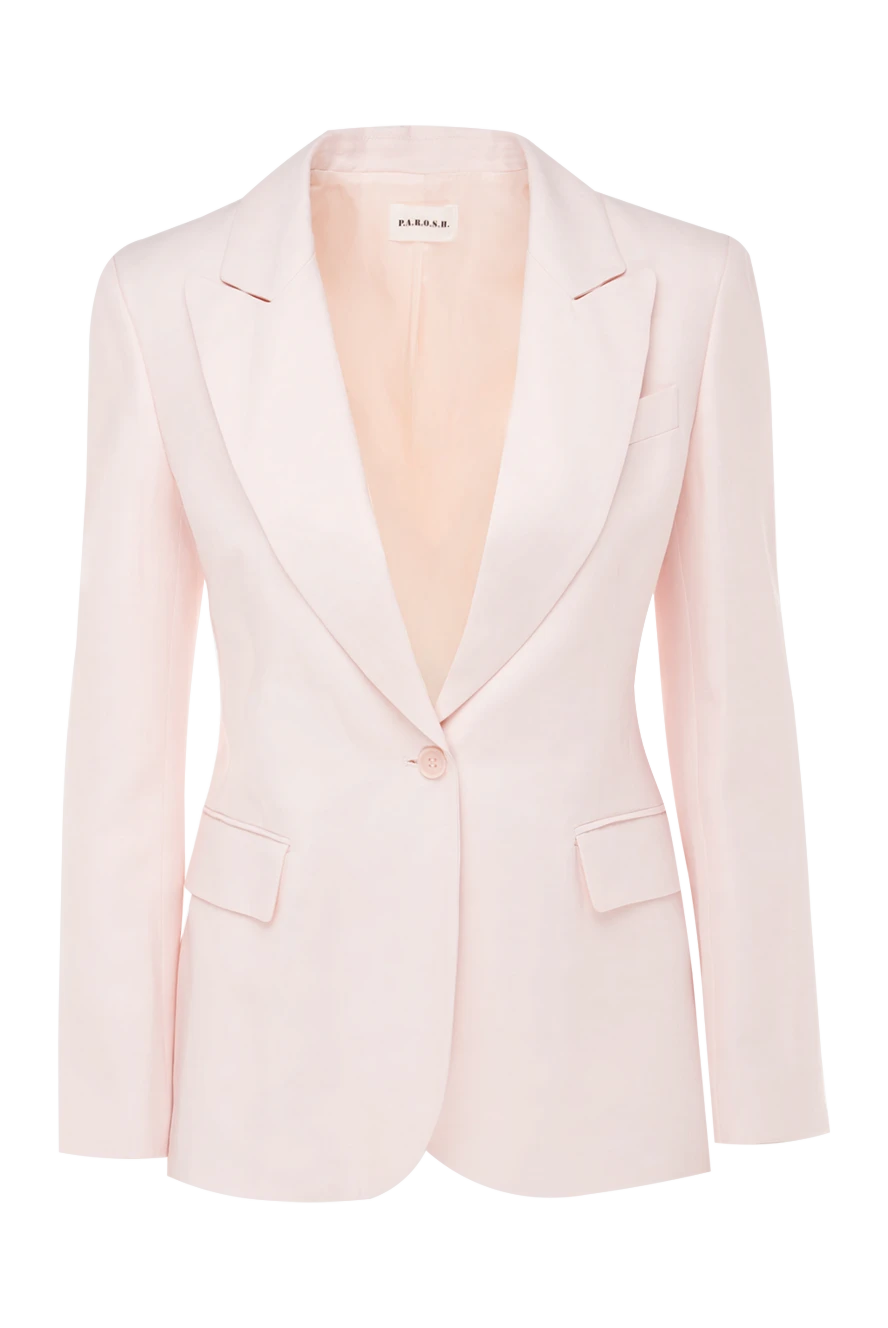 P.A.R.O.S.H. Women's pink viscose and lyocell jacket - 72% viscose, 28% lyocell. Closure: buttons. two side pockets, one chest pocket. Country of manufacture: Italy. Care: specialized cleaning - photo 1