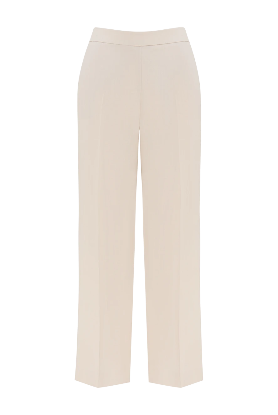 Loro Piana Beige wool pants for women - 100% wool. two side pockets, one back pocket. Country of manufacture: Italy. Care: specialized cleaning - photo 1