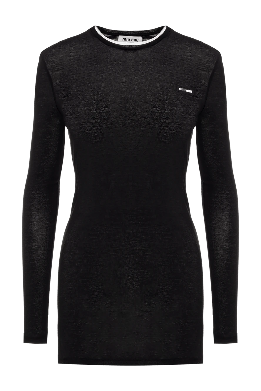 Miu Miu Black cotton knitted dress - logo, melange pattern. 100% cotton. Country of manufacture: Italy. Care: specialized cleaning - photo 1