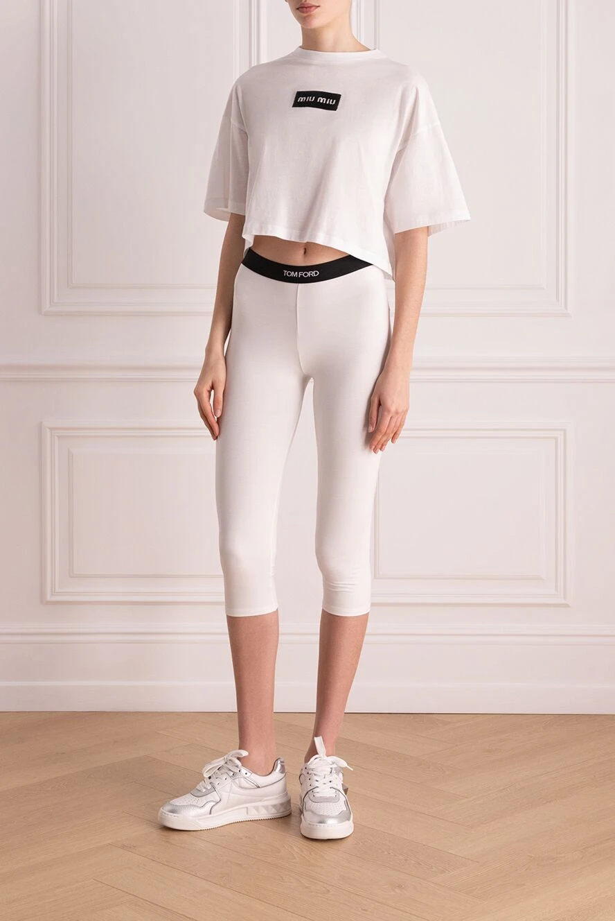 Miu Miu women's white cotton and polyester t-shirt 176446 — Women Miu Miu women's white cotton and polyester t-shirt 176446 — Women
