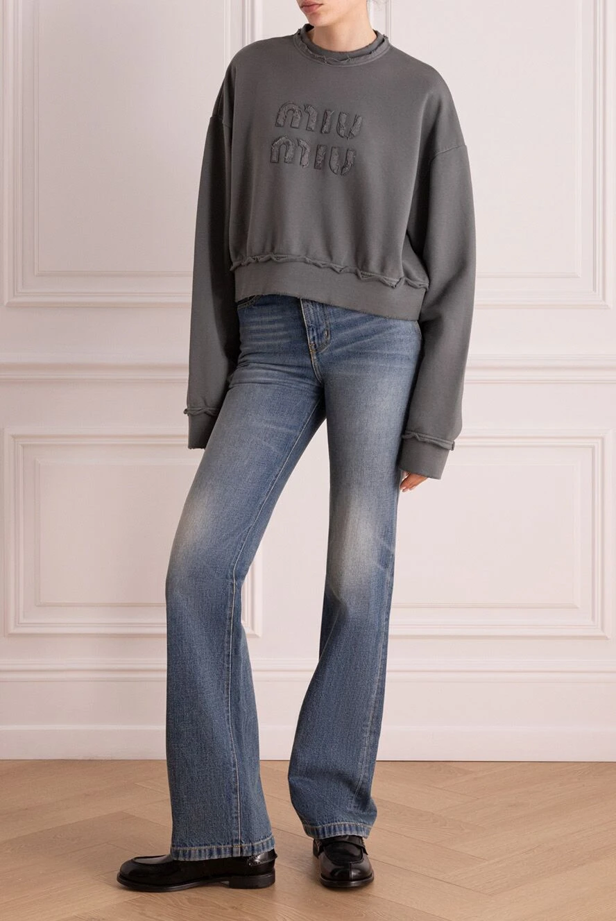 その他 MiuMiu Grey cotton oversize sweatshirt Sweatshirt Miu Miu Grey size L International in Cotton