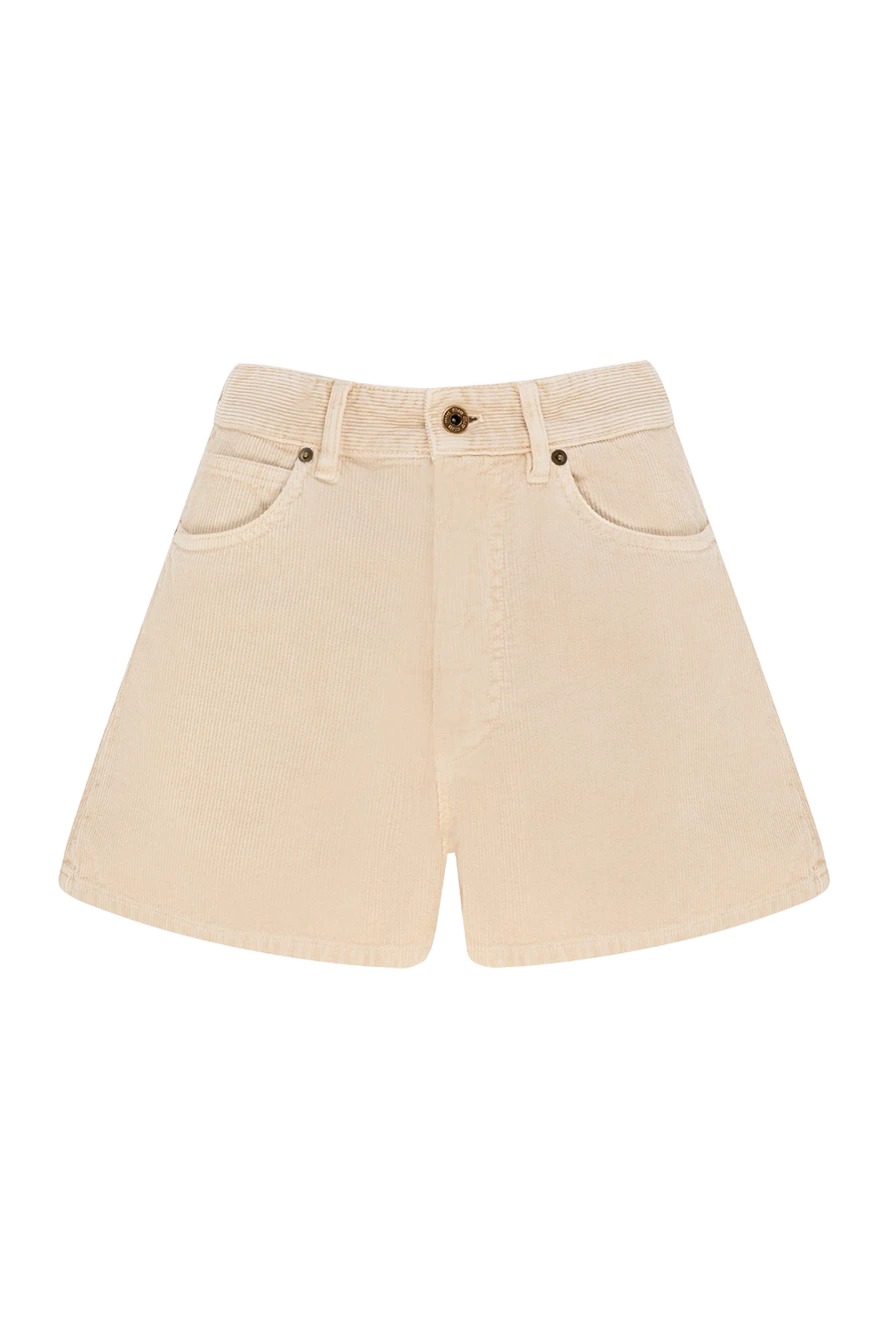 Miu Miu Cotton shorts for women beige - logo. 100% cotton. buckle. two back pockets, two side pockets. Country of manufacture: Italy. Care: specialized cleaning - photo 1