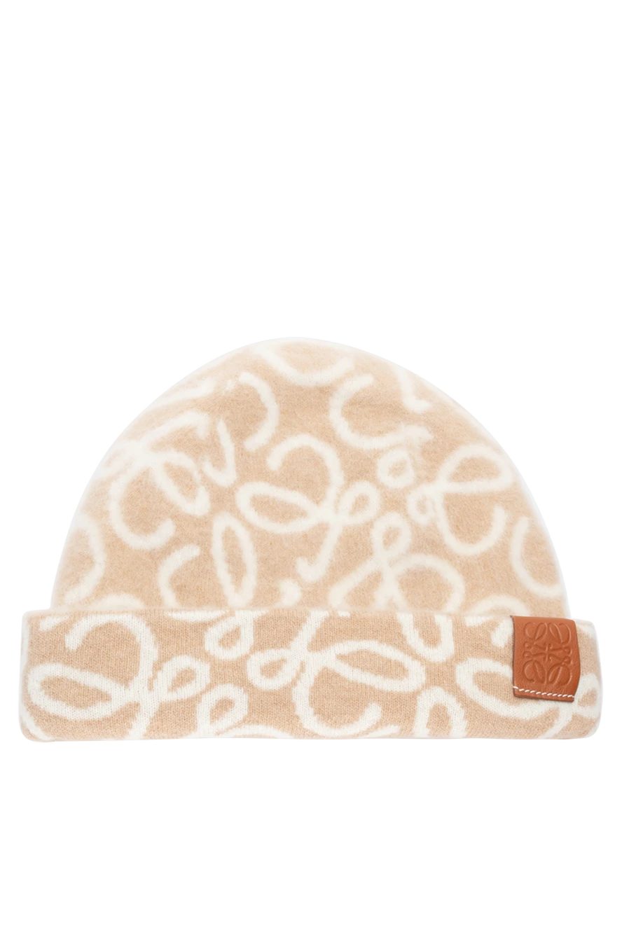 Loewe Beige wool and polyamide hat for women - logo. 80% wool, 20% polyamide. Country of manufacture: Italy. Care: specialized cleaning - photo 1