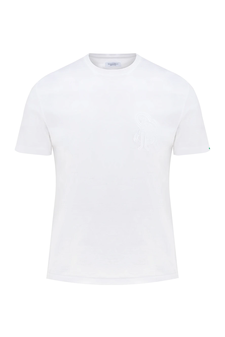 Stefano Ricci Men's white cotton T-shirt - 100% cotton. Country of manufacture: Italy. Care: specialized cleaning - photo 1