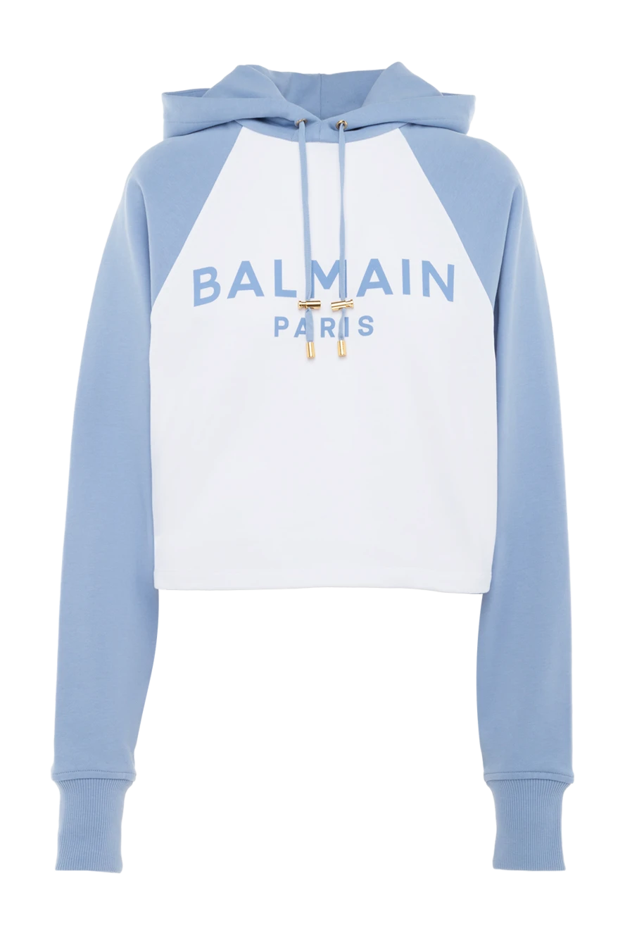 Balmain Hoodie made of cotton for women white - logo. hood. 100% cotton. Closure: drawstring. Country of manufacture: Italy. Care: specialized cleaning - photo 1