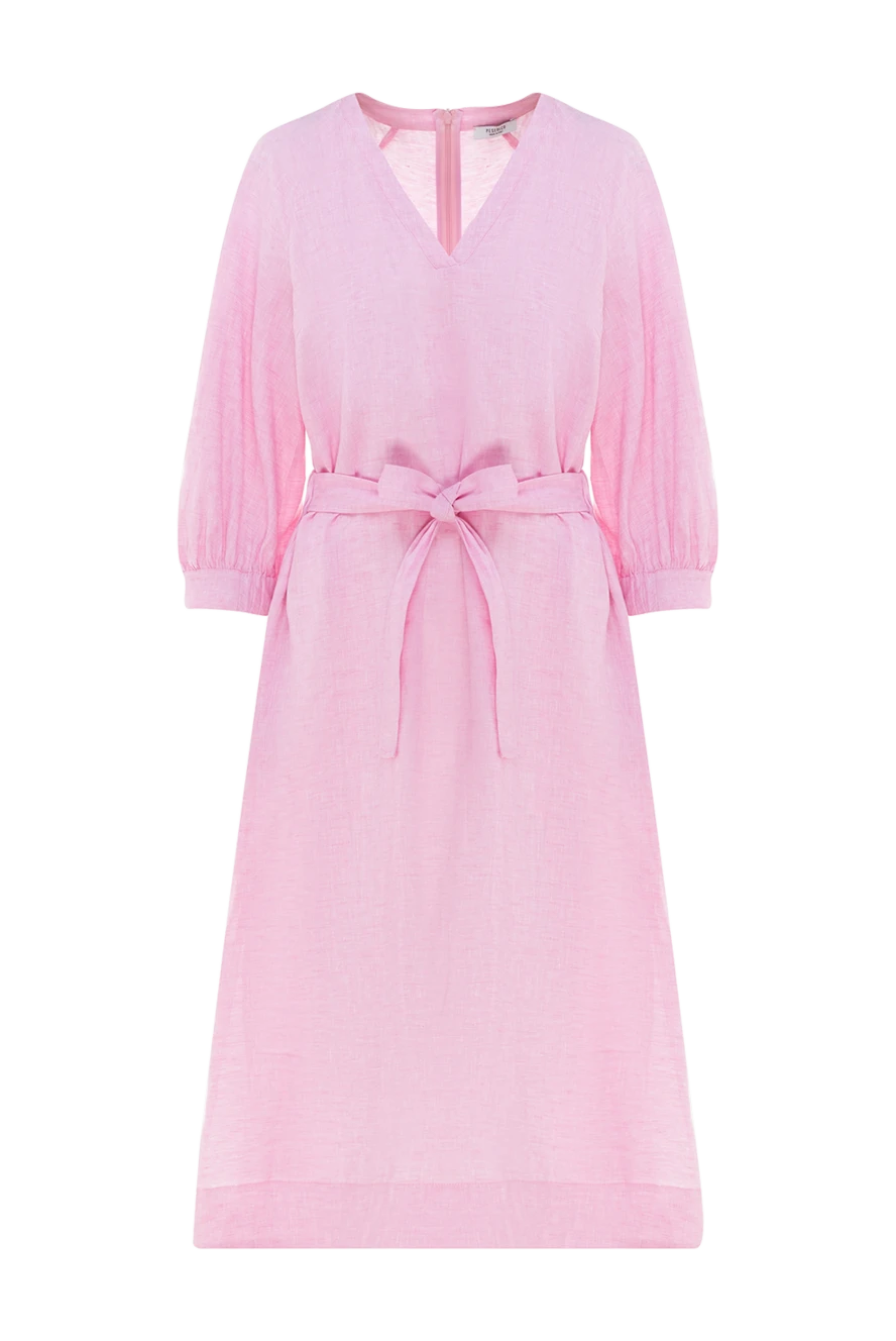 Peserico Pink linen dress for women - 100% linen. zipper, belt. Country of manufacture: Italy. Care: specialized cleaning - photo 1