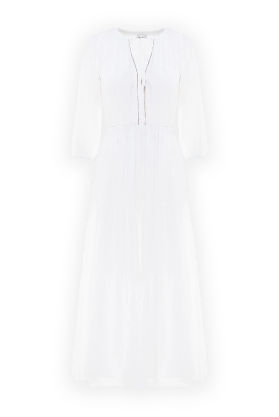 Peserico White cotton dress for women - 100% cotton. zipper, drawstring. Country of manufacture: Italy. Care: specialized cleaning - photo 1