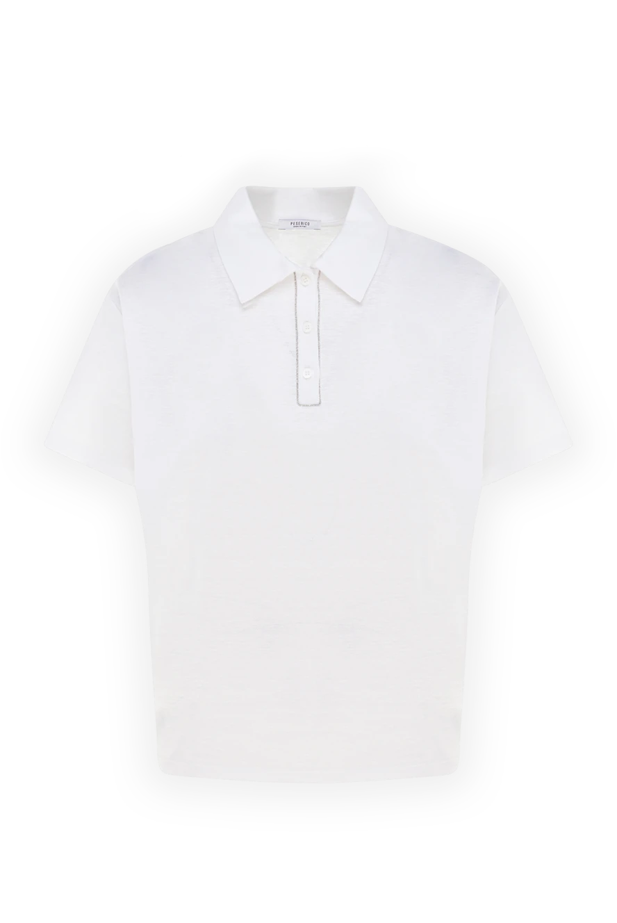 Peserico Women's white cotton and linen polo - 50% cotton, 50% linen. Country of manufacture: Italy. Care: specialized cleaning - photo 1