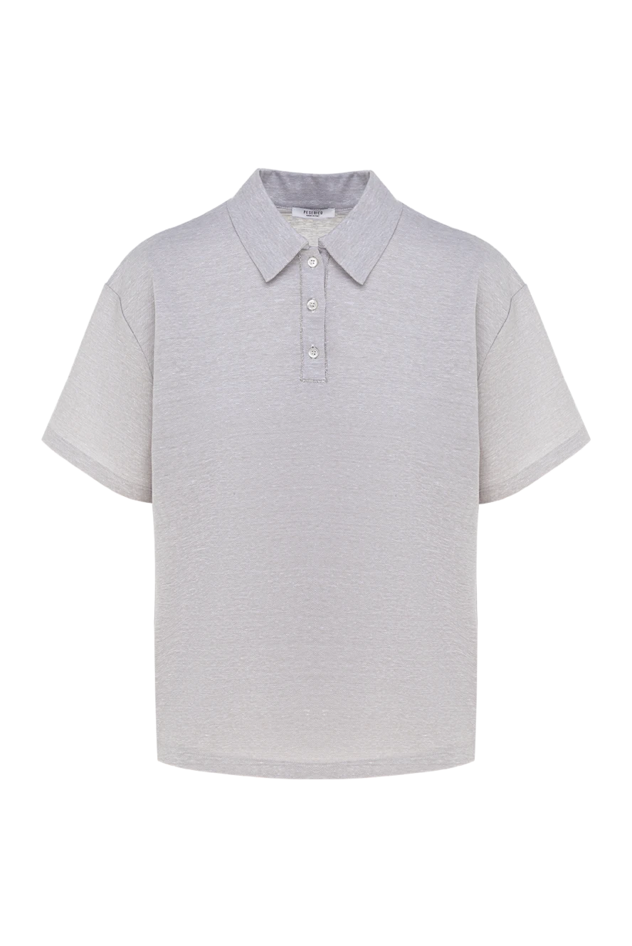 Peserico Women's gray cotton and linen polo shirt - 50% cotton, 50% linen. Country of manufacture: Italy. Care: specialized cleaning - photo 1