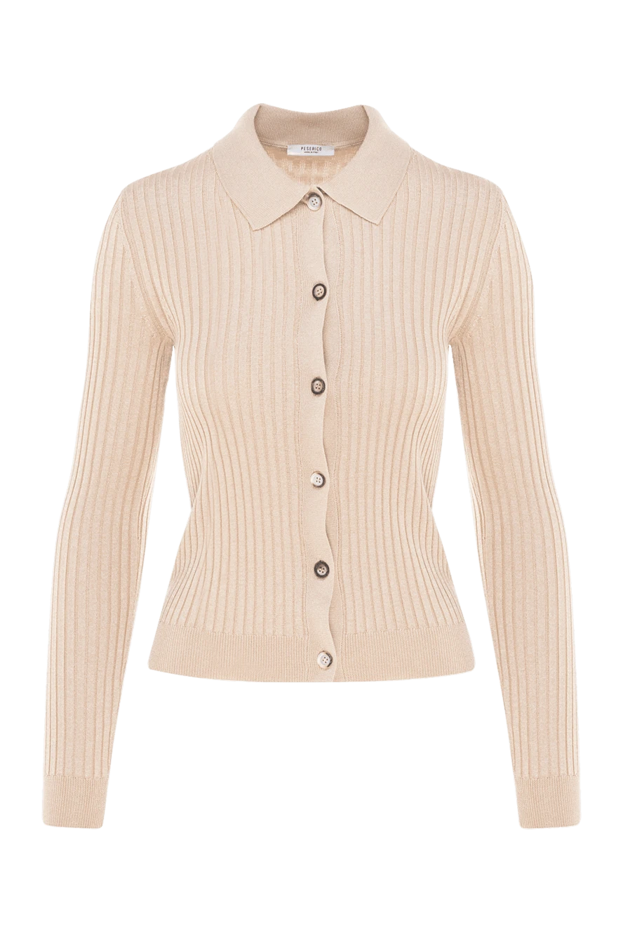 Peserico Viscose polyester cardigan for women beige - stripe pattern. 54% viscose, 46% polyester. Closure: buttons. Country of manufacture: Italy. Care: specialized cleaning - photo 1