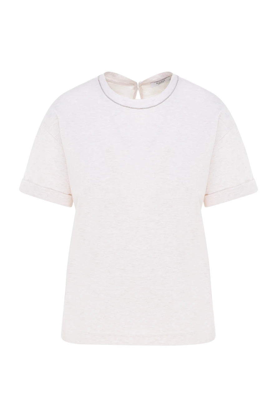 Peserico T-shirt for women beige - 100% cotton. Closure: button. Country of manufacture: Italy. Care: specialized cleaning - photo 1