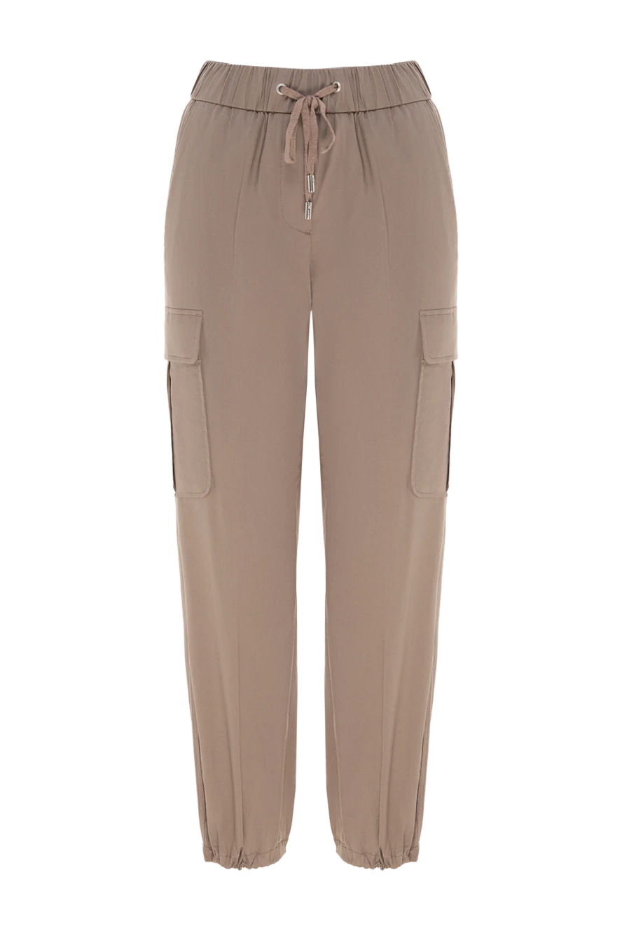 Peserico Pants made of cotton and elastane for women brown - 97% cotton, 3% elastane. Closure: drawstring. two side pockets, two back pockets. Country of manufacture: Italy. Care: specialized cleaning - photo 1