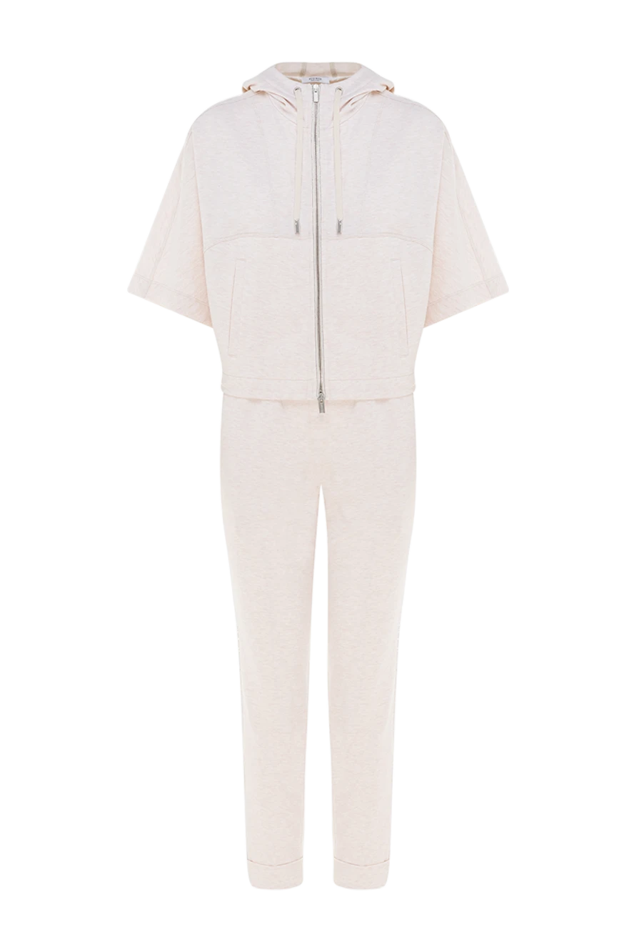 Peserico Walking suit made of cotton and elastane for women beige - hood. 97% cotton, 3% elastane. zipper, drawstring. two side pockets. Country of manufacture: Italy. Care: specialized cleaning - photo 1