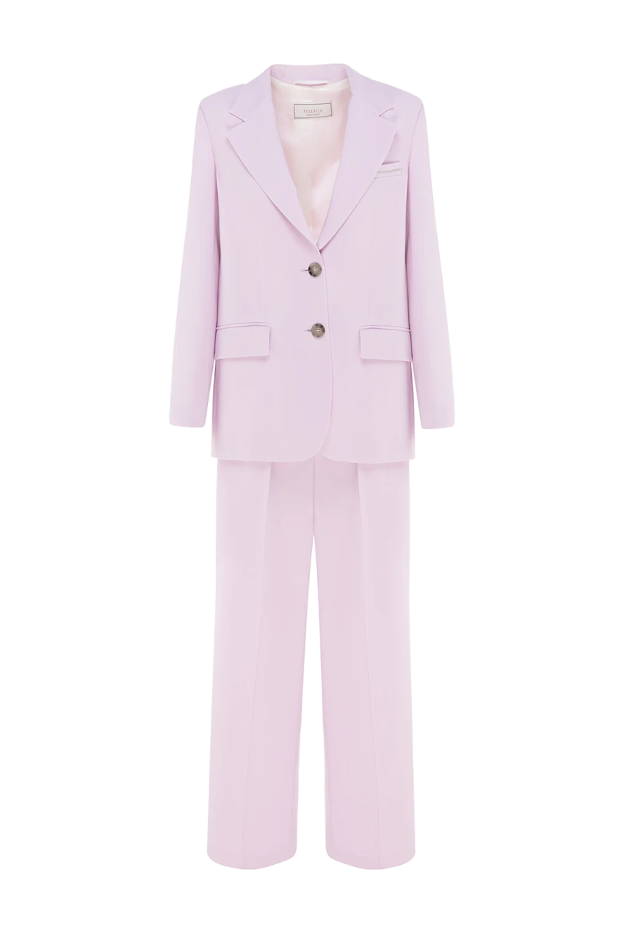 Peserico Suit with pants made of viscose and elastane for women pink - 96% viscose, 4% elastane. Closure: buttons. two side pockets, one chest pocket. Country of manufacture: Italy. Care: specialized cleaning - photo 1