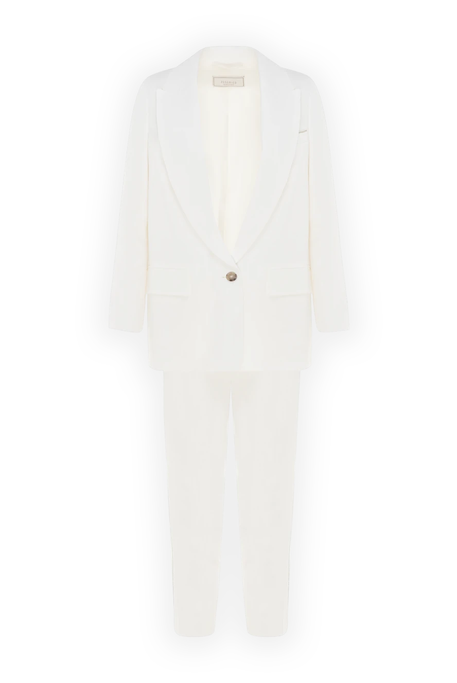 Peserico Women's suit with linen pants white - 100% linen. Closure: buttons. two side pockets, one chest pocket. Country of manufacture: Italy. Care: specialized cleaning - photo 1