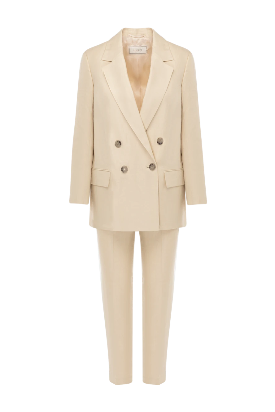 Peserico Suit with linen pants for women beige - 100% linen. Closure: buttons. two side pockets, one chest pocket. Country of manufacture: Italy. Care: specialized cleaning - photo 1