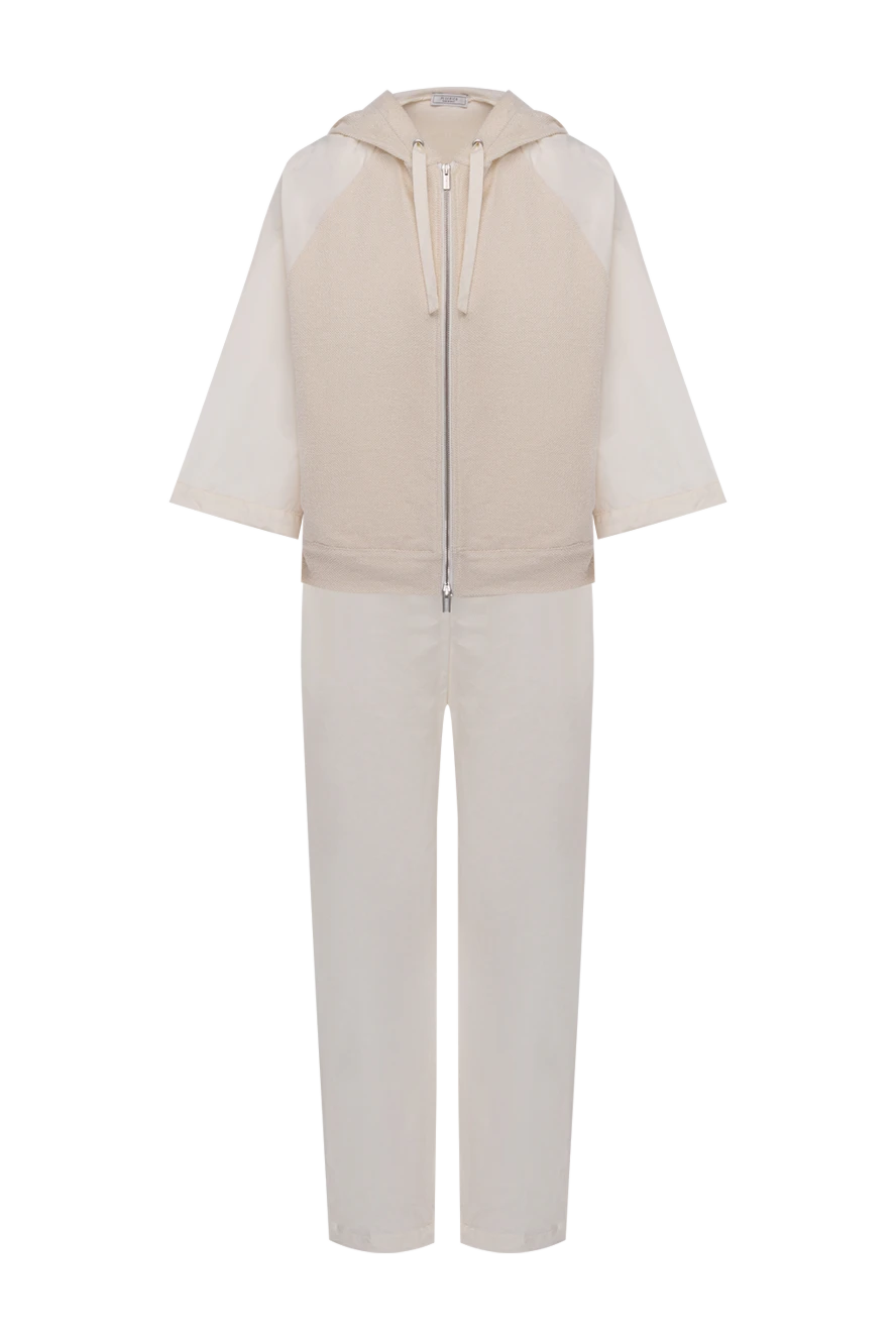 Peserico Walking suit for women beige - hood. 90% cotton, 7% polyamide, 3% polyester. zipper, drawstring. two side pockets. Country of manufacture: Italy. Care: specialized cleaning - photo 1