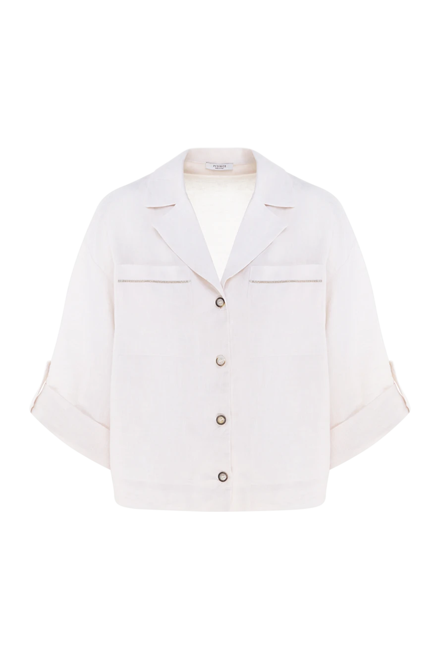 Peserico Shirt made of linen for women beige - cuffs. 100% linen. Closure: buttons. two chest pockets. Country of manufacture: Italy. Care: specialized cleaning - photo 1