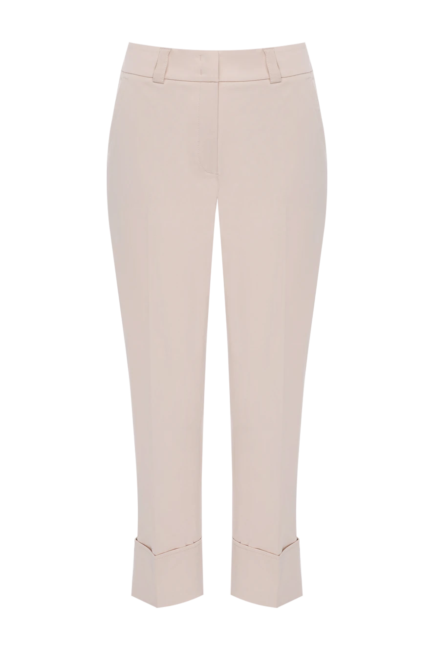 Peserico Pants of their cotton and elastane women's beige - 98% cotton, 2% elastane. Closure: button, zipper. two side pockets, two back pockets. Country of manufacture: Italy. Care: specialized cleaning - photo 1