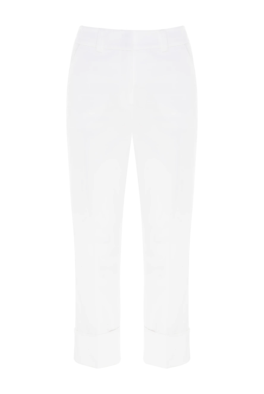 Peserico Pants of their cotton and elastane women's white - 98% cotton, 2% elastane. Closure: button, zipper. two side pockets, two back pockets. Country of manufacture: Italy. Care: specialized cleaning - photo 1