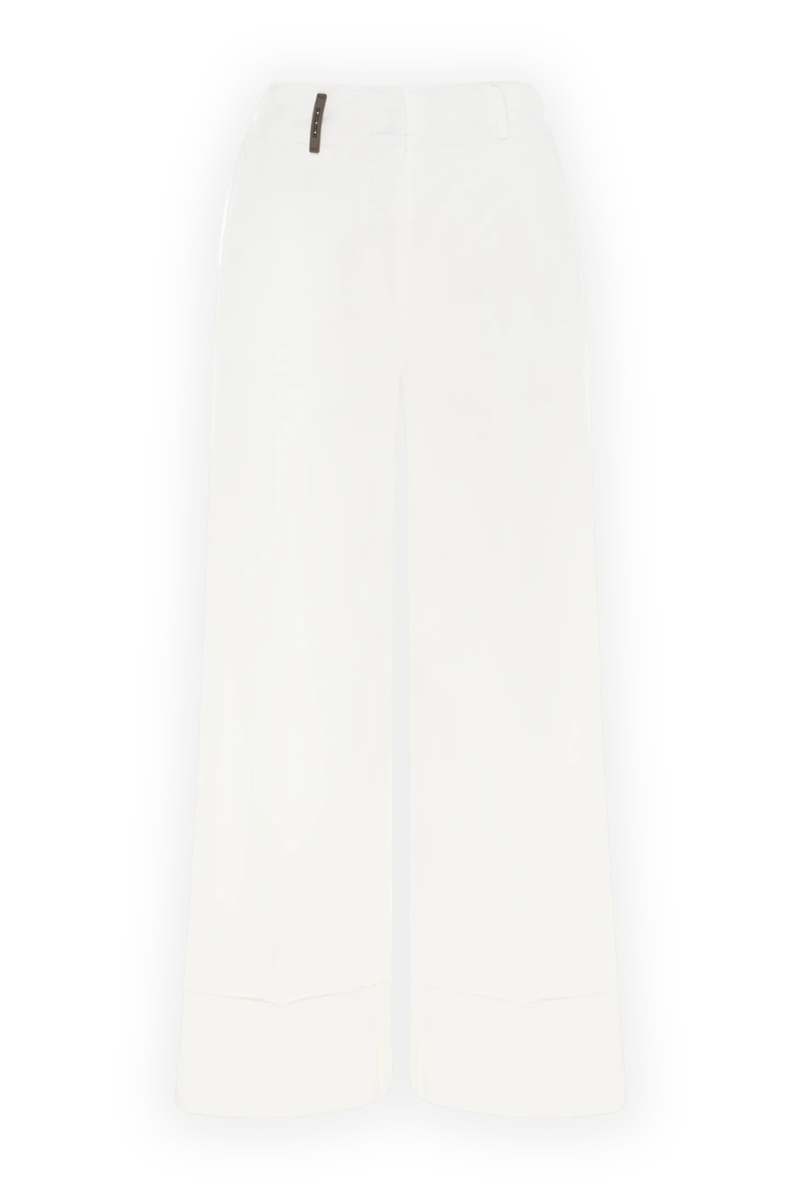 Peserico Pants of their cotton and elastane women's white - 98% cotton, 2% elastane. Closure: button, zipper. two side pockets, two back pockets. Country of manufacture: Italy. Care: specialized cleaning - photo 1