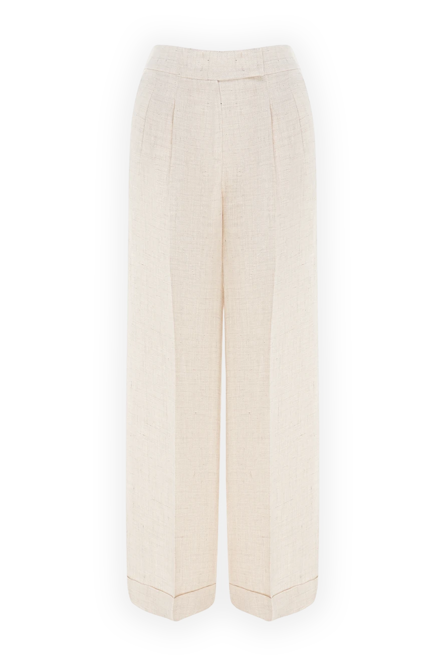 Peserico Beige linen and viscose pants for women - 52% linen, 48% viscose. Closure: button, zipper. two side pockets, two back pockets. Country of manufacture: Italy. Care: specialized cleaning - photo 1