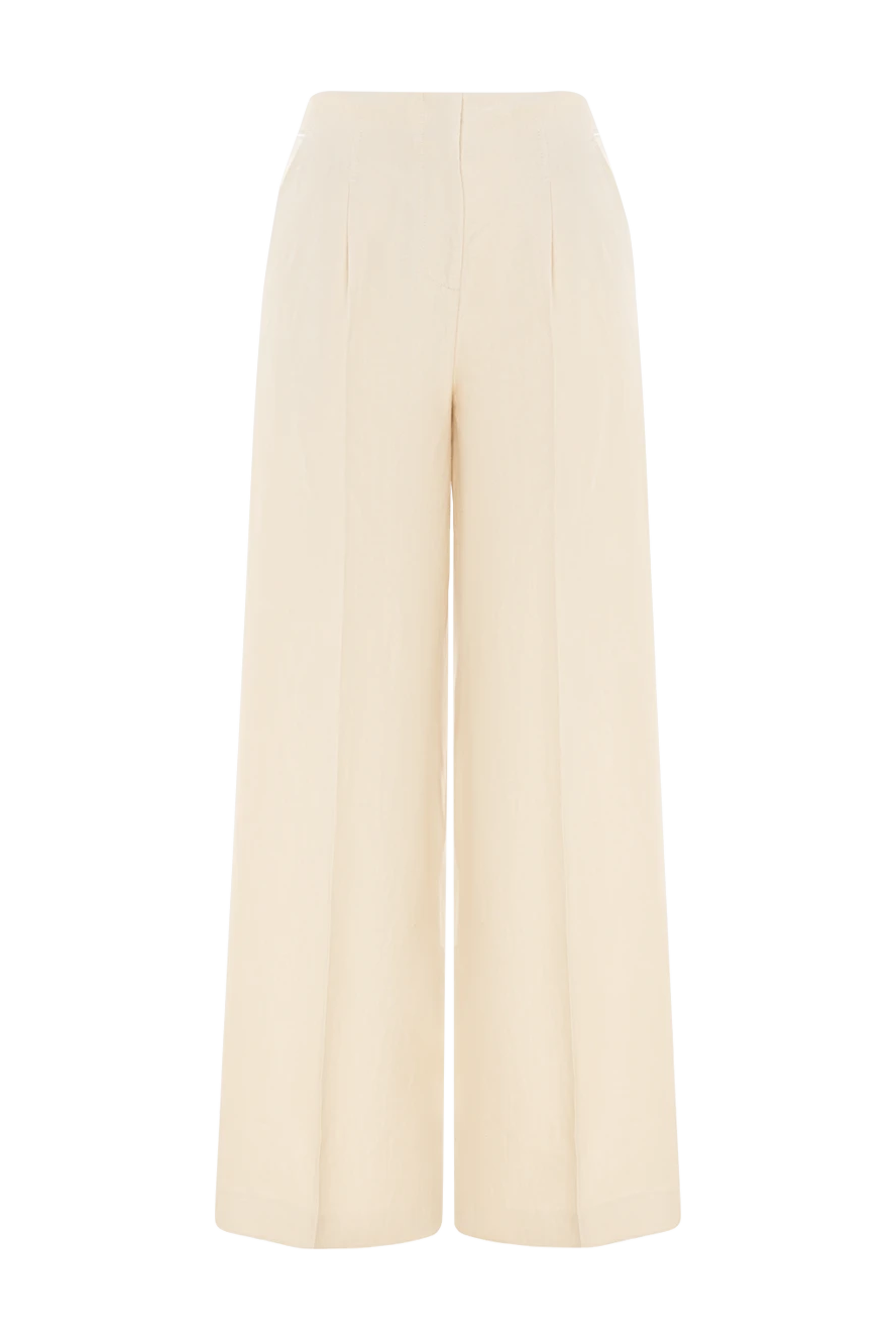 Peserico Beige linen pants for women - 100% linen. Closure: button, zipper. two side pockets, two back pockets. Country of manufacture: Italy. Care: specialized cleaning - photo 1