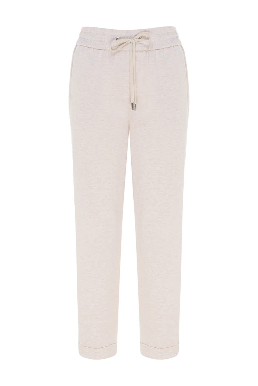 Peserico Beige cotton and elastane pants for women - 97% cotton, 3% elastane. Closure: drawstring. two side pockets, two back pockets. Country of manufacture: Italy. Care: specialized cleaning - photo 1