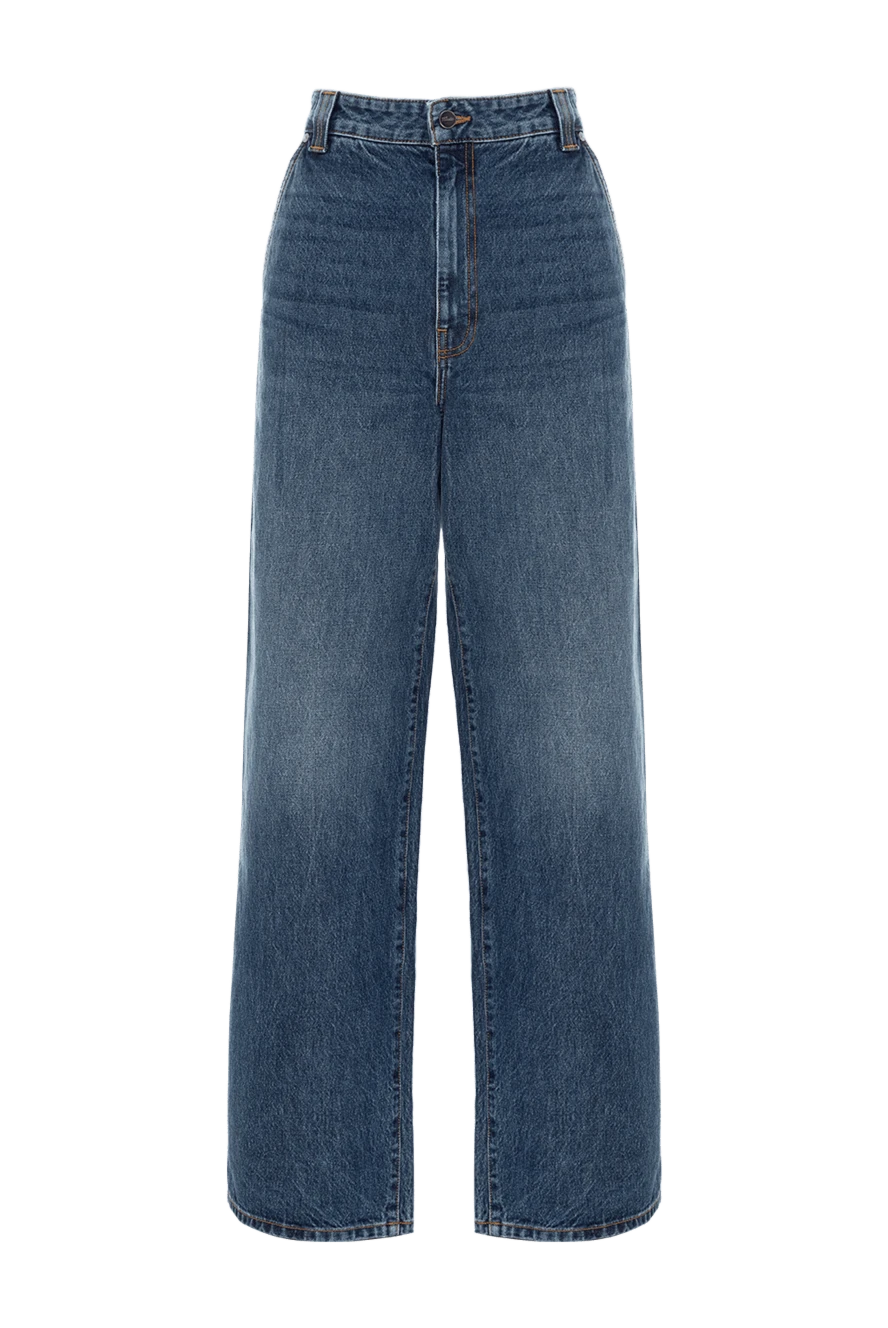 Khaite Women's blue cotton jeans - worn effect. 100% cotton. zipper, button. two side pockets, two back pockets. Country of manufacture: Italy. Care: specialized cleaning - photo 1