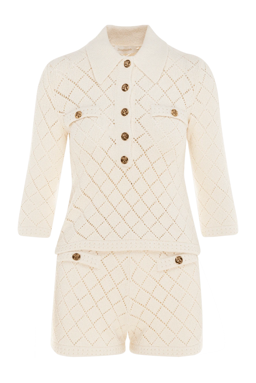 Zimmermann Women's yellow suit with shorts made of polyamide and cotton - rhombus pattern. 59% polyamide, 41% cotton. two chest pockets, two side pockets. Closure: buttons. Country of manufacture: Italy. Care: specialized cleaning - photo 1