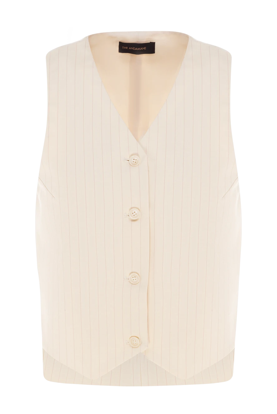 The Andamane Women's beige viscose and wool vest - stripe. 58% viscose, 39% wool. Closure: buttons. Country of manufacture: Italy. Care: specialized cleaning - photo 1