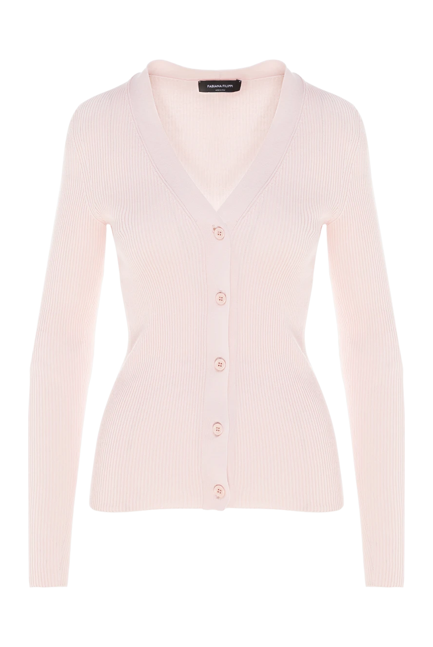 Fabiana Filippi Women's pink cotton cardigan - vertical stripe pattern. 100% cotton. Closure: buttons. Country of manufacture: Italy. Care: specialized cleaning - photo 1