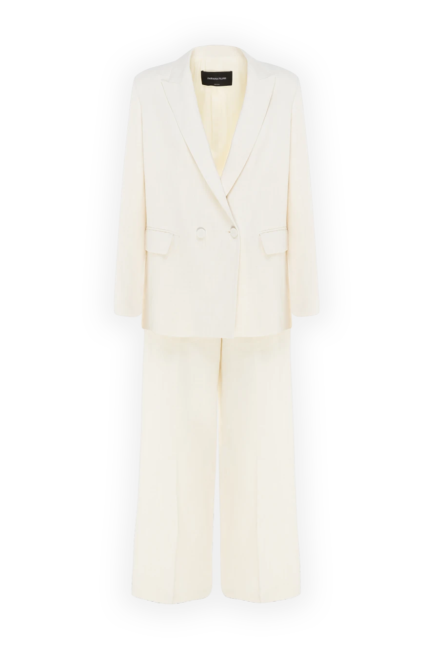 Fabiana Filippi Suit with trousers for women white - 60% linen, 26% viscose, 14% polyester. Closure: buttons. two side pockets. Country of manufacture: Italy. Care: specialized cleaning - photo 1