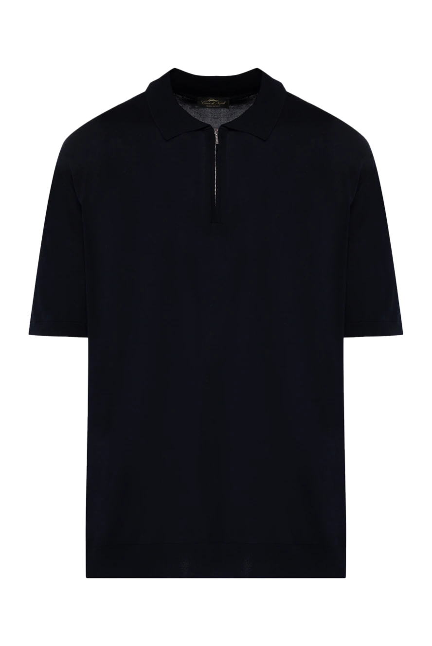 Cesare di Napoli Men's blue silk polo - 100% silk. Closure: zipper. Country of manufacture: Italy. Care: specialized cleaning - photo 1