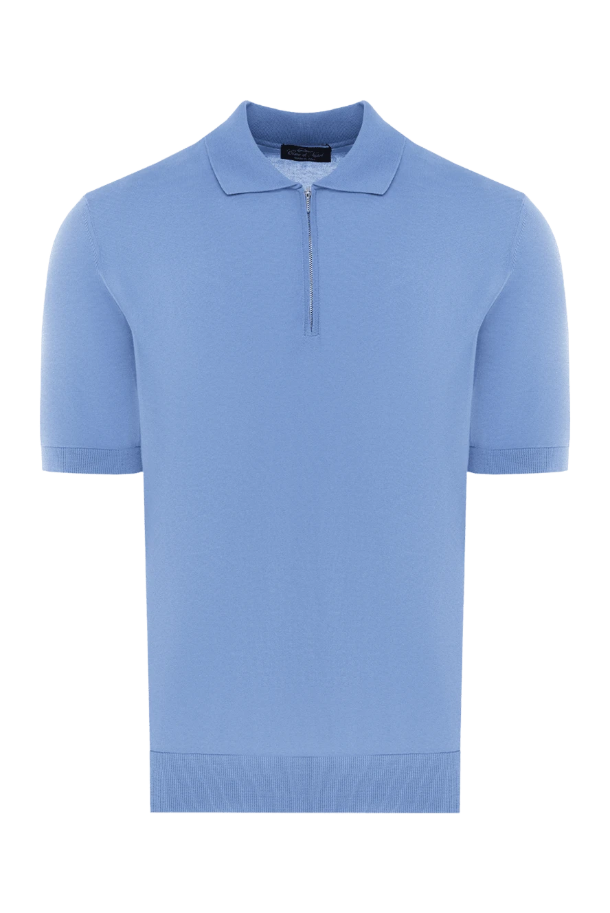 Cesare di Napoli Men's blue cotton polo shirt - 100% cotton. Closure: zipper. Country of manufacture: Italy. Care: specialized cleaning - photo 1