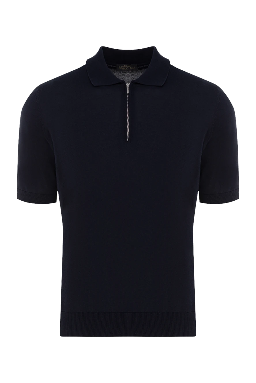 Cesare di Napoli Men's blue cotton polo - 100% cotton. Closure: zipper. Country of manufacture: Italy. Care: specialized cleaning - photo 1