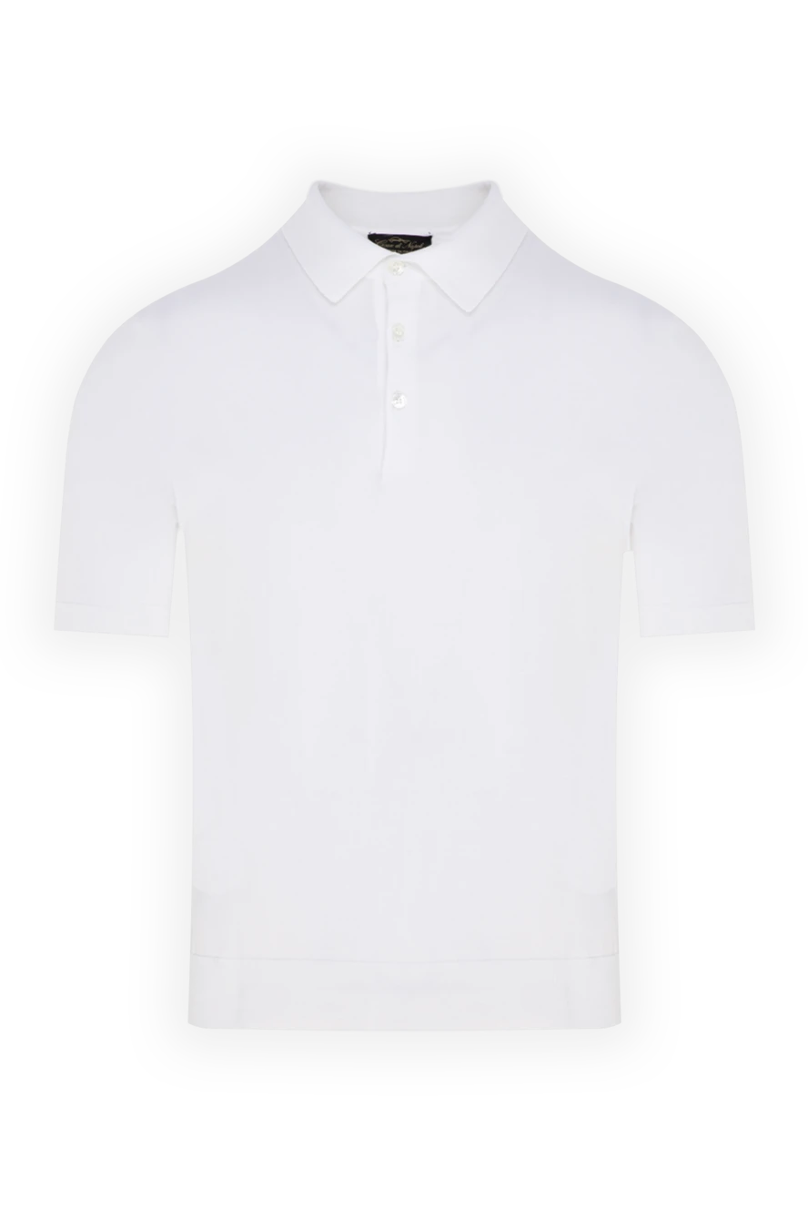 Cesare di Napoli Men's white cotton polo - 100% cotton. Closure: buttons. Country of manufacture: Italy. Care: specialized cleaning - photo 1