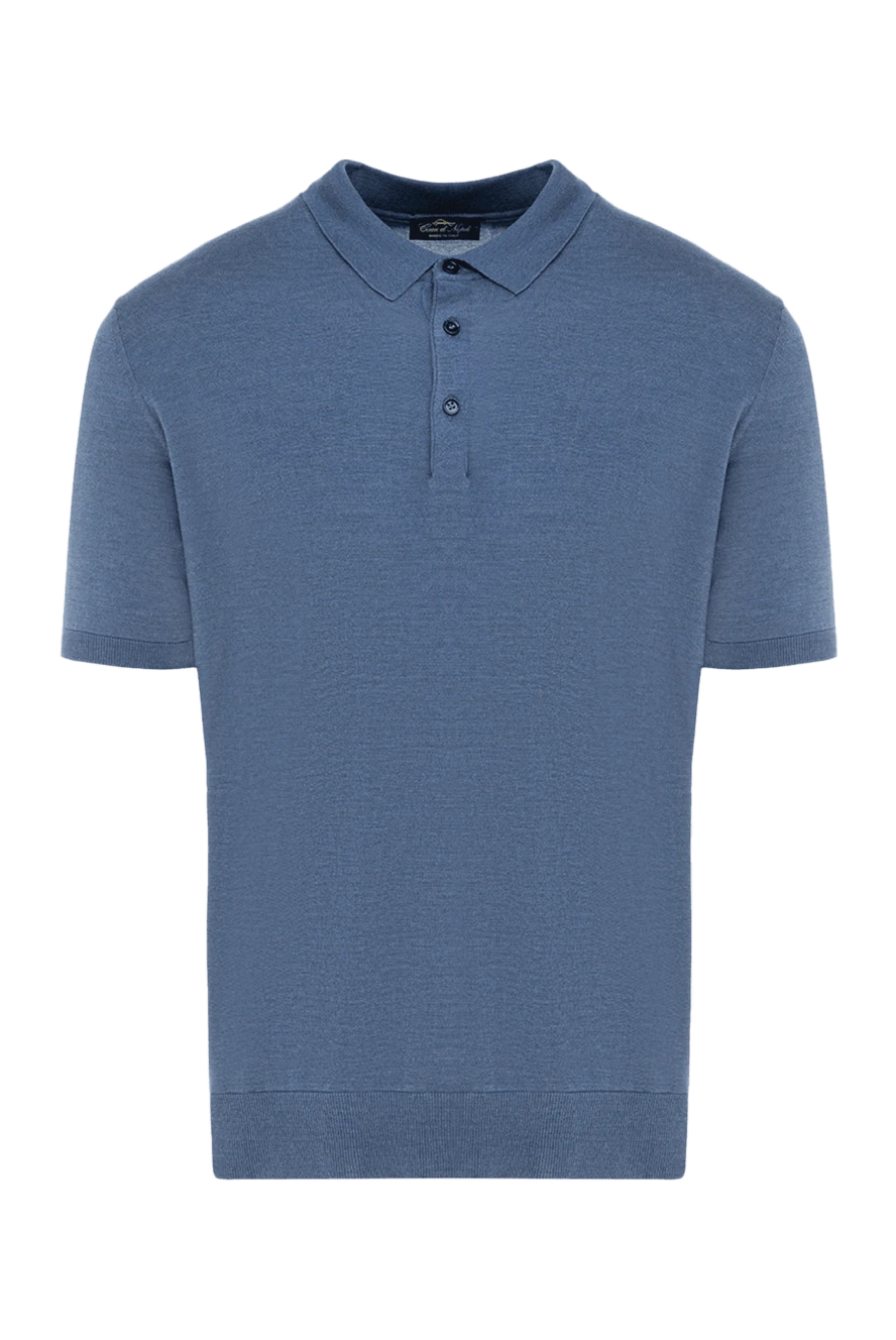 Cesare di Napoli Men's blue silk polo - 100% silk. Closure: buttons. Country of manufacture: Italy. Care: specialized cleaning - photo 1